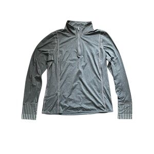 Gray Gapfit Quarter-Zip Pullover with Pockets & Pink Stitching